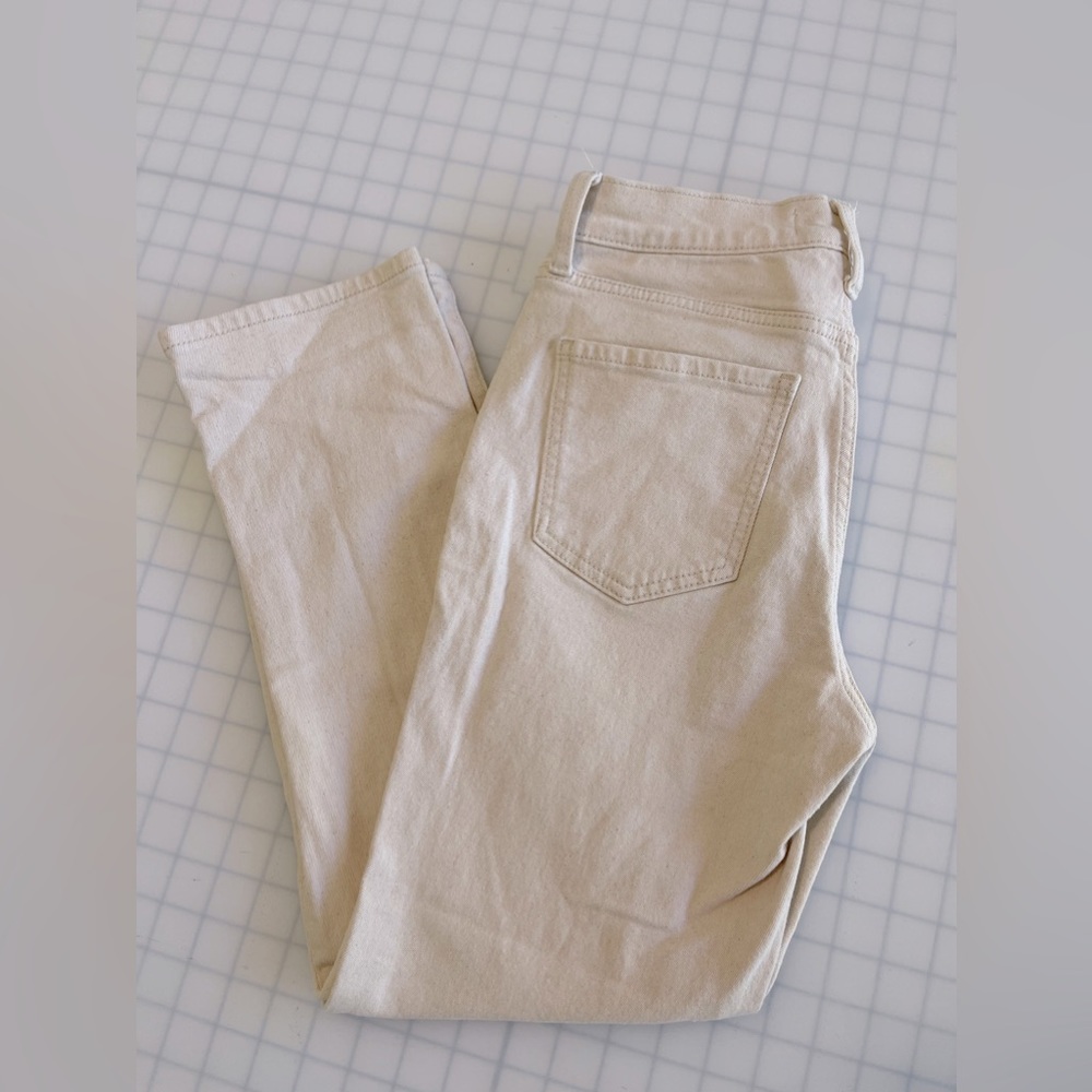 High Waisted Straight Leg Canvas Jeans